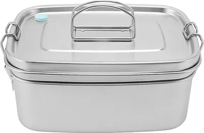 Produktbild von Doppelschichtige Lunchbox aus Edelstahl, tragbare 1,5-l-Bento-Box für Studenten, Büroangestellte, Kantine, Picknick, Camping