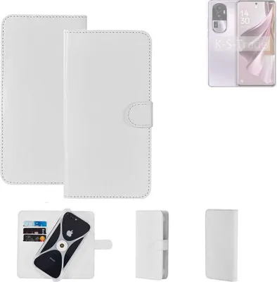 Produktbild von K-S-Trade Handy Hülle Schutz Hülle kompatibel mit Oppo Reno10 PHW110 Cover Case Bookstyle Bumper weiß 1x