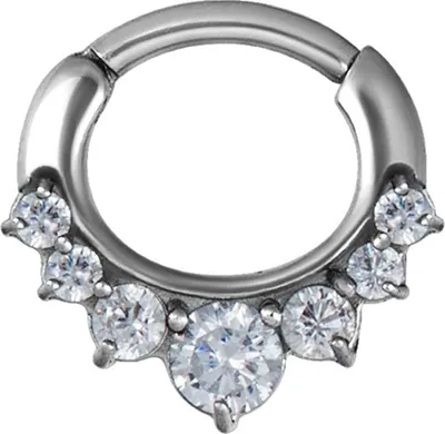 Produktbild von Karisma Edelstahl Septum Clicker Curved Segment Ring Nasenring Nasenpiercing 08 Zirkonia Steine- 1,2x8mm JSRZC-12L - Silber