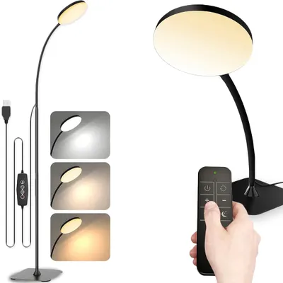 Obrázek produktu pro Stojací lampa do obývacího pokoje 140 cm, 10W LED stmívatelná stojací lampa, čtecí lampa s nočním režimem, lampa na husím krku do dětského pokoje, kancelář, ložnice, rohová lampa