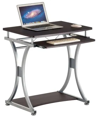 Computertisch mit Tastaturablage, Metall/MDF, 70x55x76 cm, braun