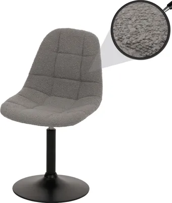 Produktbild von Esszimmerstuhl HWC-A60, Küchenstuhl Stuhl Drehstuhl, Stahl  Stoff/Textil Bouclé (450g/m²)  grau