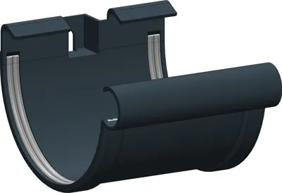 Produktbild von Dachrinne Halbrund 100mm Einzelteile | Rinnenverbinder Verbinder Anthrazit | Kunststoff PVC Fallrohr DN60 | Gartenhaus Carport Terasse