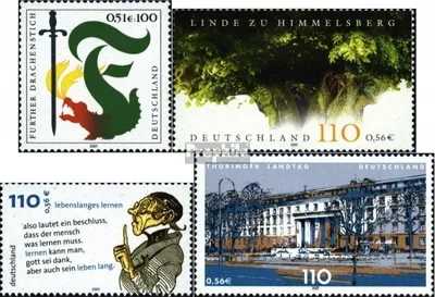 Produktbild von Briefmarken BRD (BR.Deutschland) 2001 Mi 2207,2208,2209,2213 (kompl.Ausg.) gestempelt Drachenstich