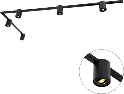 Zdjęcie produktu dla QAZQA – nowoczesny, nowoczesny system szyn 1-fazowych I Reflektor punktowy I Reflektor sufitowy I Reflektor z 5-punktowym spotem I Reflektor punktowy I Reflektor sufitowy I Reflektor sufitowy I Reflektor I Lampa I Czarny reflektor
