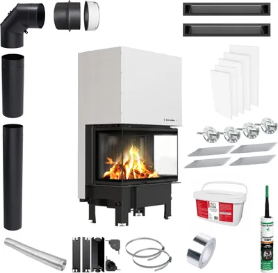 Immagine prodotto di Inserto per caminetto KRATKI REGNOR 8kW ∅200 Nero Kit di installazione