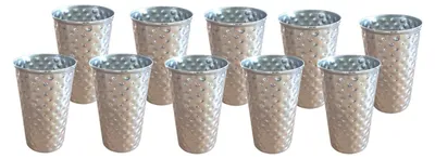 Produktbild von BURI Edelstahl Becher 500ml 10er-Set gehämmert Trinkbecher Metallbecher Camping Party