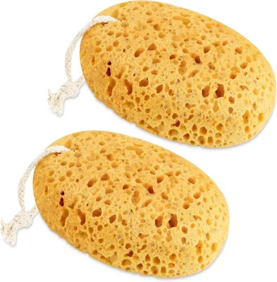 Produktbild von 2 Stück Badeschwamm Schwamm mit Kordel 15,5 cm Peeling Schwämme Körperschwamm für Duschen & Baden Wabenschwamm Natürlicher Viel Schaum Duschzubehör (B)