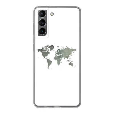 Produktbild von MuchoWow® Handyhülle Schutzhülle Hülle für Samsung Galaxy S21 Weltkarte - Grün - Weiß Silikon Softcase Handy Hülle - Softcase