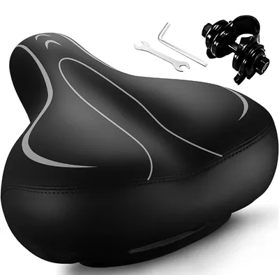 Produktbild von Fahrradsattel Breiter Fahrradsattel für Männer und Frauen, bequemer Memory-Foam,doppelte Stoßdämpfung,schweißfestes, für Rennrad,,MTB,Dirt Bike,E Bike