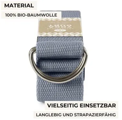 Productafbeelding van Yogagordel voor betere stretch - 100% biologisch katoen - voor beginners en gevorderden - 250 x 3,8 cm