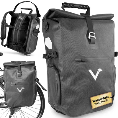 Produktbild von Valkental® ValkPro 3in1 Fahrradtasche, Rucksack & Umhängetasche- 23L - schwarz