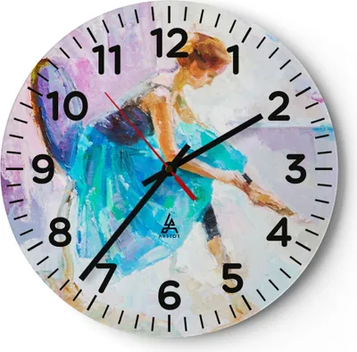 Produktbild von Wanduhr - Rund - Glasuhr - Balletttänzer tanzen - 30x30cm - Schleichendes Uhrwerk - Lautlos - zum Aufhängen bereit - Dekoration Modern - Wanddekoration aus Glas - C4AR30x30-3766