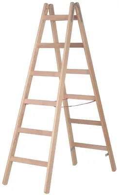Obrázek produktu pro Hymer Holz Sprossenstehleiter 2x4 Sprossen Leiter beidseitig begehbar, Sicherung