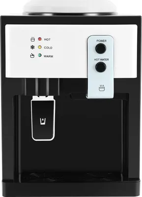 Image de Distributeur de boissons à poser sur table - Modèle HS-09 - Refroidisseur à eau - Eau chaude et froide - Compact - 220V - Prise européenne - Polypropylène et acier inoxydable - Noir/Blanc