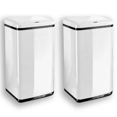 Produktbild von MinteVolt Sensor Mülleimer 2x60L Mülltrennung zerlegbar Edelstahl Weiss