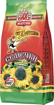 A bag of sunflower seeds with sunflowers depicted on it.