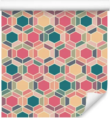 Zdjęcie produktu dla Tapeta Dekoracja Ścienna retro geometryczna kolorowe wzory Ozdoba abstrakcyjna 3D