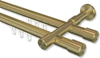 Produktbild von Interdeco Innenlaufstange, Gardinenstange mit Innenlauf Messing-Optik Modell Prestige Santo, 20 mm Ø 2-läufig, 160 cm