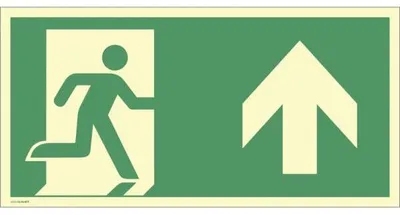 Produktbild von Dreifke® Schild Notausgang rechts Pfeil oben, ISO 7010, Kunststoff, nachl., 1...