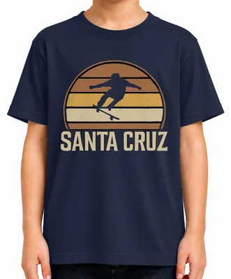 Obrázok produktu pre Tričko pre deti s motívom "Santa Cruz Skateboard Retro Skater Vintage Sunset", tmavomodrej farby, veľkosť 140