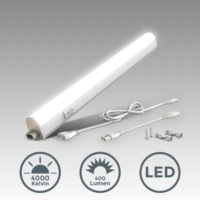 Immagine prodotto di B.K.Licht Lampada sottopensile cucina LED, luce bianca naturale 4000K, LED integrati da 4W, lunghezza 31.3 cm, interruttore on off, plastica, lampada moderna collegabile con lampade uguali, 230V IP20