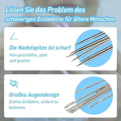 Produktbild von 50 Premium-Nadeln mit großem Öhr, 5 Größen, Edelstahlgarn-Stricknadeln