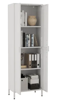 Zdjęcie produktu dla Szafka biurowa z 4 przedziałami | Bookcase | Szafka metalowa | Wymiary ok. H. 180 x W. 60 x D. 35 cm - Flokas XL