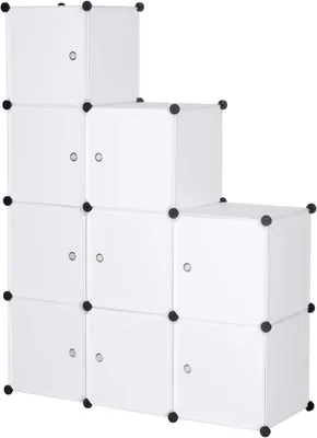 Immagine prodotto di Armadio modulare con ante, 9 scomparti | Bianco | 111x35x111 cm