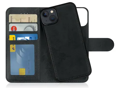 Produktbild von MyGadget Flip Case Handyhülle für Apple iPhone 14 Plus - Magnetische Hülle aus Kunstleder Klapphülle - Kartenfach Schutzhülle in Grau Schwarz