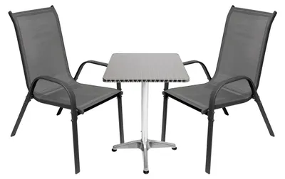 Image de set de balcon 3 pièces Bistro table + 2 chaises empilables 60x60xH70cm