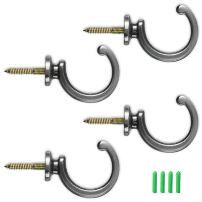 Image de Supports de rideaux - Lot de 4 - Pour fixer les rideaux - Noir