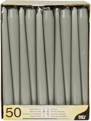 Image de PAPSTAR Bougies à tige Ø 2.2 Cm 25 cm Gris 50 pièces