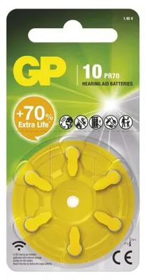 Image de EMOS, batterie pour appareils auditifs GP ZA10 (PR70), lot de 6