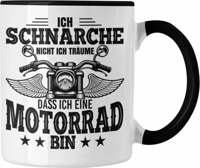 Produktbild von Trendation - Ich Schnarche Nicht Motorrad-Fahrer Geschenk Tasse Spruch (Schwarz)