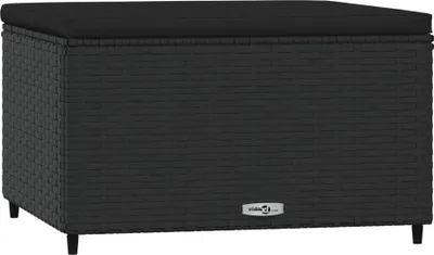 Produktbild von vidaXL Gartenhocker mit Kissen Schwarz Poly Rattan