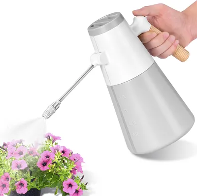 Produktbild von Elektrische Sprühflasche, 0,36 Gallonen batteriebetriebener Wassersprüher mit Holzgriff, mit verstellbarer Düse für Gartenarbeit, Reinigung