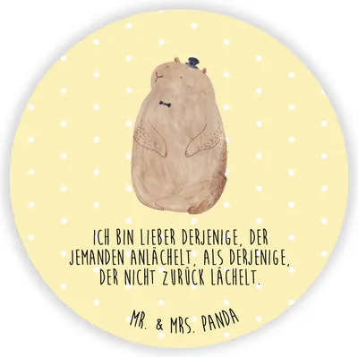 Produktbild von Mr. & Mrs. Panda magnet Murmeltier - Gelb Pastell - Geschenk, Fröhlichkeit, Kühlschrankmagnet, Knigge, Respekt, für kühlschrank, magnettafel, fotos, Lustige Sprüche