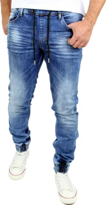 Produktbild von Reslad Used Look Jeans-Herren Slim Fit Jogging-Hose RS-2073 Blau S
