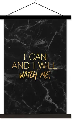 Produktbild von MuchoWow® Textilposter Zitate - Marmor - Gold - Schwarz 120x180 cm mit schwarzem Rahmen - Fotos
