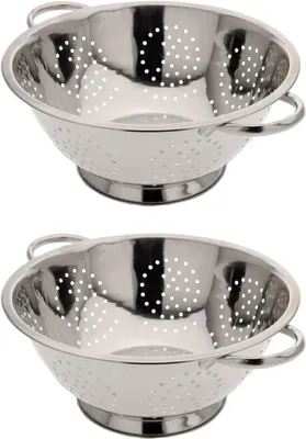 Produktbild von 2 Edelstahl-Siebe mit Griffen, Ø 24 cm, Abtropf-, Küchen-, Nudel- und Salatsieb aus Metall