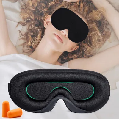 Produktbild von Schlafmaske für Seitenschläfer, 100% lichtundurchlässige Augenmaske für Männer und Frauen, Schlafbrille mit verstellbarem Gummiband und Ohrstöpseln, für Reisen, Büro und Yoga.
