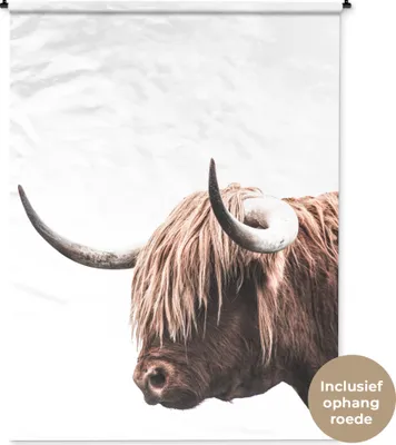 Produktbild von MuchoWow® Wandteppich Wandbehang Kuh - Schottisches Hochlandrind - Tiere 150x200 cm Tapisserie Dekoration Wandtuch - Wandaufhängung - Moderner