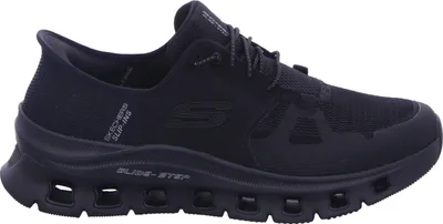 A black Skechers Glide-Step Pro shoe is shown from the side against a white background.