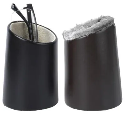 Productafbeelding van Brilhoesjes, kunstleer, krasbestendig, 2 stuks, zwart/bruin, met pluchen binnenkant