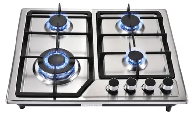 Produktbild von Gaskochfeld - Einbau-Gaskochfeld - 4 Brenner - 7800 W - Automatische Zündung - Erdgas/Propan - Edelstahl - 220–240 V