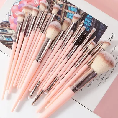 Produktbild von 25-teiliges Make-up Pinselset Synthetische Kosmetikpinsel für Foundation Concealer Puder Lidschatten Eyeliner Rouge Kontur Highlighter