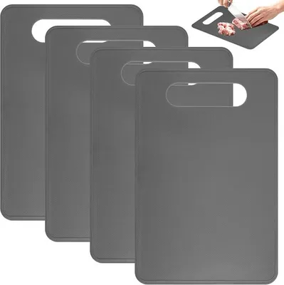 Produktbild von PolkaHome® 4er Set Flexible Schneidebretter 29x19 cm, BPA-frei, Antibakteriell, Spülmaschinenfest, Grau