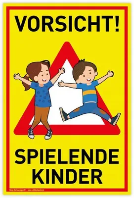 Produktbild von Schild Vorsicht! Spielende Kinder | PVC 20 x 30 cm | Achtung Spielplatz | Lan...
