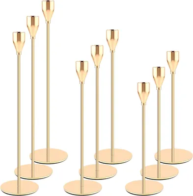 Immagine prodotto di Candele, set di 9, portacandele, dimensioni 33/29/24 cm. Candeliere, porta candele, candeliere decorativo